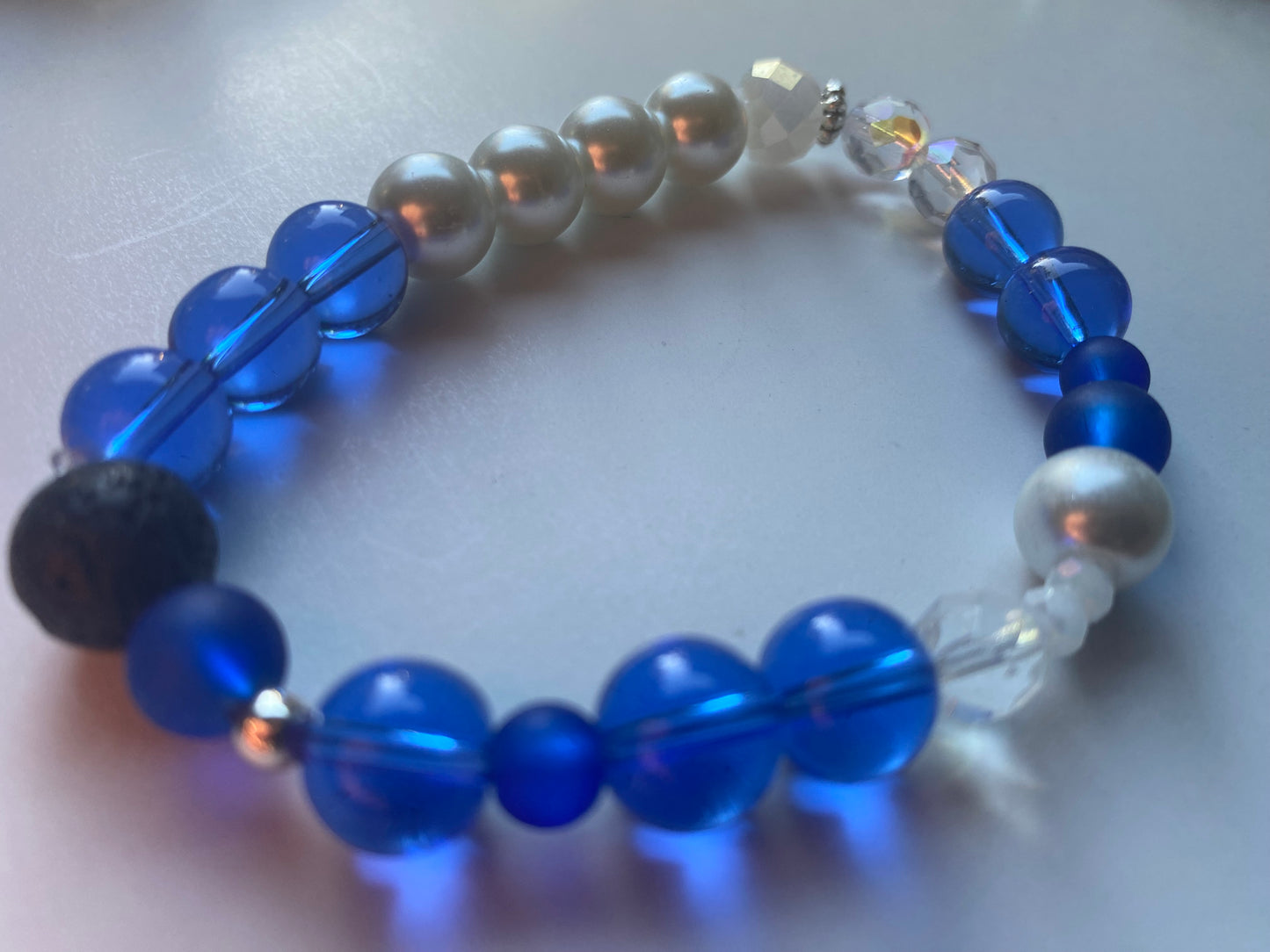 Blue and white bracelet