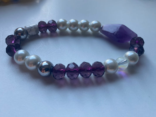 Purple and white bracelet #X012